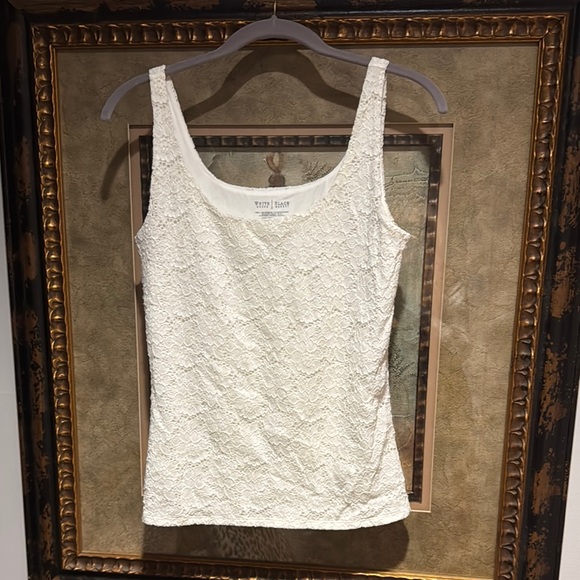 White House Black Market Tops - White House Black Market Elegant Lace White Tank Top